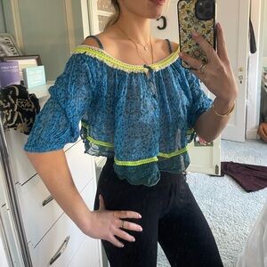 Poupette St. Barth Blue and Lime Dress